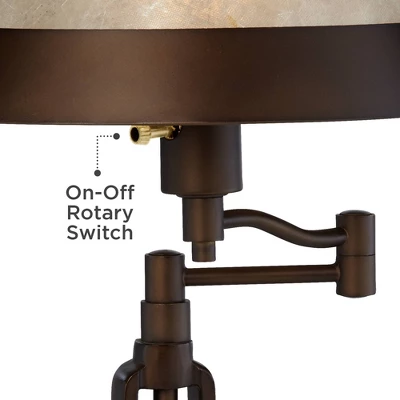 Franklin Iron Works Samuel Industrial Desk Lamps 21 1/4" High Set Of 2 Bronze Swing Arm With USB Charging Port Natural Mica Shade For Living Room Home 3 Franklin Iron Works Samuel Industrial Desk Lamps 21 1/4" High Set Of 2 Bronze Swing Arm With USB Charging Port Natural Mica Shade For Living Room Home - Image 3