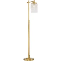 Possini Euro Design Kinsey Modern Downbridge Floor Lamp 67" Tall Warm Brass Metal Stone Pattern Glass Shade For Living Room Reading Bedroom Office -Famous Lighting Store GUEST 04fcb54f 8f9c 40c0 befd 7eac12bb7433
