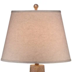 360 Lighting Bentley Rustic Farmhouse Table Lamp 29" Tall Brown Leaf Textured Hammered Pot Off White Empire Shade For Bedroom Living Room House Home -Famous Lighting Store GUEST 0553174f 0756 4b19 9e38 becea0f0eeea