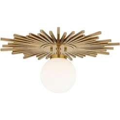 Possini Euro Design Hazel Modern Ceiling Light Semi Flush Mount Fixture 24" Wide Warm Brass White Globe Shade For Bedroom Kitchen Living Room Hallway -Famous Lighting Store GUEST 09f457ea 2d85 4a3f a988 56d08537b4d9