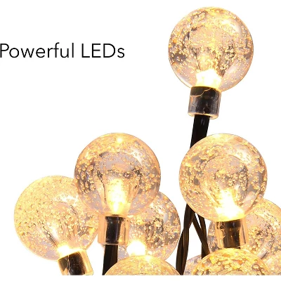 Dartwood 39 Ft Solar Crystal Ball String Lights - Solar Outdoor Lights - LED Light Bulbs For Your Home, Yard, Or Garden (4 Pack) 2 Dartwood 39 Ft Solar Crystal Ball String Lights - Solar Outdoor Lights - LED Light Bulbs For Your Home, Yard, Or Garden (4 Pack) - Image 2