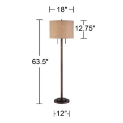 Possini Euro Design Garth Modern Floor Lamp Standing 63 1/2" Tall Oil Rubbed Bronze Burlap Fabric Drum Shade For Living Room Bedroom Office House Home -Famous Lighting Store GUEST 0afcbf9a df39 4526 aa07 8a9f6551bac9