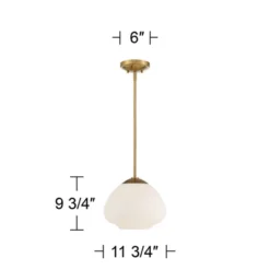 Possini Euro Design Orilla Brass Mini Pendant Light 11 3/4" Wide Mid Century Modern White Opal Glass Shade For Dining Room House Foyer Kitchen Island -Famous Lighting Store GUEST 0b036018 f0cd 4ca0 80d3 03090efdf1b6