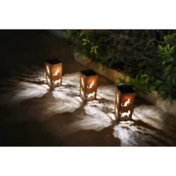 Techko Maid LED Solar 10.8" Portable Cat Cut Out Decorative Outdoor Lantern Clear -Famous Lighting Store GUEST 0cf161b9 bd00 4f82 9896 5f5a386556de