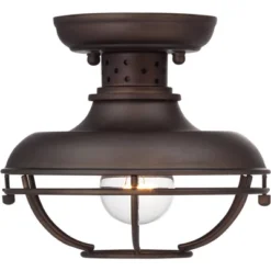 Franklin Iron Works Park Rustic Semi Flush Mount Outdoor Ceiling Light Bronze Caged 7 1/2" For Post Exterior Barn Deck House Porch Yard Patio Home -Famous Lighting Store GUEST 0ddf9e73 93a1 4262 a1aa cec9b92328f8