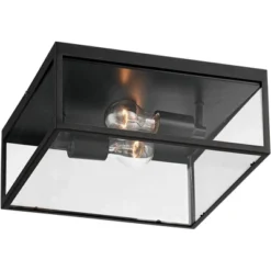 John Timberland Modern Outdoor Ceiling Light Fixture Matte Black 12" Clear Glass Panels Square Exterior House Porch Patio Outside 11 John Timberland Modern Outdoor Ceiling Light Fixture Matte Black 12" Clear Glass Panels Square Exterior House Porch Patio Outside -Famous Lighting Store GUEST 0dfc3ef8 1390 4214 a8e7 4d216d5af2fa