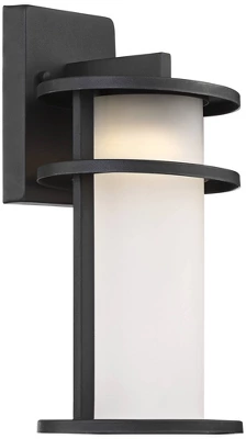 John Timberland Aline Modern Outdoor Wall Light Fixtures Set Of 2 Black Metal LED 13" White Frosted Glass For Post Exterior Barn Deck 4 John Timberland Aline Modern Outdoor Wall Light Fixtures Set Of 2 Black Metal LED 13" White Frosted Glass For Post Exterior Barn Deck - Image 4