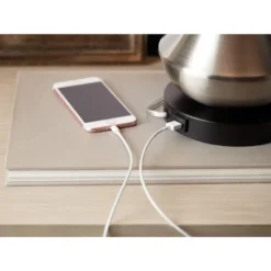 360 Lighting Simon Modern Table Lamps 25 1/2" High Set Of 2 Brushed Nickel With USB Charging Port White Fabric Drum Shade For Bedroom Living Room Desk -Famous Lighting Store GUEST 0e8058ba 988e 4f58 8953 8c285bebfdfa