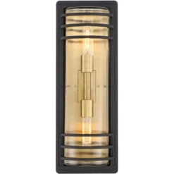 John Timberland Habitat Modern Outdoor Wall Light Fixture Black Brass Metal 21" Clear Glass For Post Exterior Barn Deck House Porch Yard Posts Patio -Famous Lighting Store GUEST 0f7504a1 0e00 4dd4 a7a8 621e9778da77