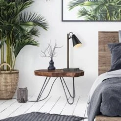 18" Nash Table Lamp With Faux Wood Arm Matte Black - Globe Electric