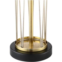 360 Lighting Nathan Modern Table Lamps 25 1/2" High Set Of 2 Gold Metal With USB Charging Ports Black Drum Shade For Bedroom Living Room Home Desk -Famous Lighting Store GUEST 14c089bb 534a 486d 9763 cb4633e112ac