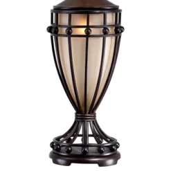 Franklin Iron Works Traditional Table Lamps 33" Tall Set Of 2 With Nightlight Brushed Iron Urn Beige Fabric Shade For Living Room Bedroom -Famous Lighting Store GUEST 15a28a79 0cec 47ce adb8 b59dd718a753