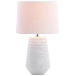 18" Stark Table Lamp White (Includes LED Light Bulb) - Safavieh -Famous Lighting Store GUEST 184df6d2 0126 4f52 b653 ddc1edc4ed53
