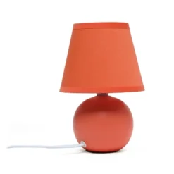 8.66" 2pk Petite Ceramic Orb Base Bedside Table Lamps With Matching Tapered Drum Shade Orange - Creekwood Home -Famous Lighting Store GUEST 19d4adc9 85dd 45bb 9843 d9216047d513