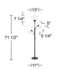 Franklin Iron Works Warwick Industrial Torchiere Floor Lamp With Side Lights 71 1/2" Tall Tiger Bronze LED Clear Seedy Glass For Living Room Reading -Famous Lighting Store GUEST 19edf106 51c6 4f85 9def 0e751b739644