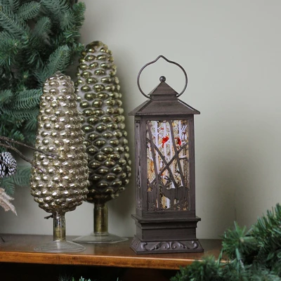 Roman 11" Deer With Cardinals LED Lighted Christmas Lantern 2 Roman 11" Deer With Cardinals LED Lighted Christmas Lantern - Image 2