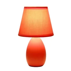 9.45" Petite Ceramic Oblong Bedside Table Desk Lamp With Matching Tapered Drum Shade Orange - Creekwood Home