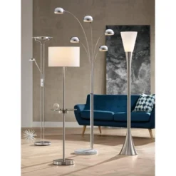 Possini Euro Design Infini Mid Century Modern Arc Floor Lamp 78" Tall Chrome 5 Light Swivel Dome Shades For Living Room Reading Bedroom Office House -Famous Lighting Store GUEST 1b82715a 7bee 4419 9af3 406a6342b315