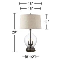 Regency Hill Country Table Lamp With USB And AC Power Outlet Workstation Charging Base Nightlight 29" Tall Clear Glass Bronze Living Room Bedroom -Famous Lighting Store GUEST 1c4e59d6 200e 4951 a9dd 06f67ee535cc