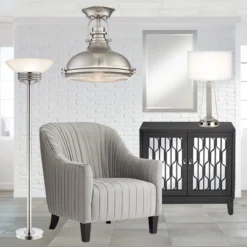 Possini Euro Design Light Blaster Art Deco Torchiere Floor Lamp 72 1/2" Tall Brushed Nickel LED Frosted Glass Bowl Shade For Living Room Bedroom House -Famous Lighting Store GUEST 1fdfa31a 7db8 4bab 8612 bfbe5fe86e68