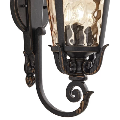 John Timberland Casa Marseille Vintage Rustic Outdoor Wall Light Fixture Veranda Bronze Ornate Scroll 31" Champagne Hammered Glass For Post Exterior 3 John Timberland Casa Marseille Vintage Rustic Outdoor Wall Light Fixture Veranda Bronze Ornate Scroll 31" Champagne Hammered Glass For Post Exterior - Image 3