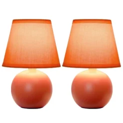 8.66" 2pk Petite Ceramic Orb Base Bedside Table Lamps With Matching Tapered Drum Shade Orange - Creekwood Home -Famous Lighting Store GUEST 252b801a 9361 481f 82b3 f29d38c4730c