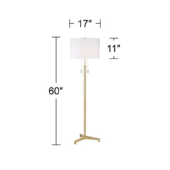 Possini Euro Design Encino Modern Tripod Floor Lamp Standing 60" Tall Brass Gold Metal Off White Fabric Drum Shade For Living Room Bedroom Office Home -Famous Lighting Store GUEST 2804ff2d 7ac0 49c6 b869 7723a1d7e825