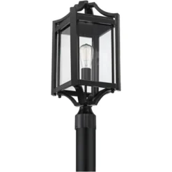 Franklin Iron Works Rockford Rustic Farmhouse Outdoor Post Light Black 20 1/4" Clear Glass For Exterior Barn Deck House Porch Yard Patio Home Outside -Famous Lighting Store GUEST 2a4620b9 2f02 40ac 96bf 11bf8172145b