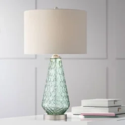 360 Lighting Julia 26 3/8" Tall Modern Coastal Table Lamps Set Of 2 Seafoam Green Glass Living Room Bedroom Bedside Nightstand House Off-White Shade -Famous Lighting Store GUEST 2ea45395 f97c 424b 8103 509060c86929