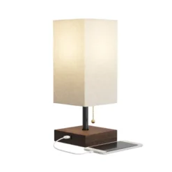 Small Table Lamp Set With Wood Base – Set Of 2 Modern Rectangle Lights With LED Bulb IncludeDecor Living Room, Bedroom, Or Home Office By Lavish Home -Famous Lighting Store GUEST 2ed7f8d8 49b0 485d 9e48 0f6e0f0c621b