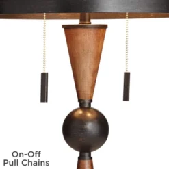 Franklin Iron Works Hunter Modern Rustic Farmhouse Table Lamp 29 3/4" Tall Cherry Wood Bronze Metal Double Drum Shade For Bedroom Living Room House -Famous Lighting Store GUEST 3113acf3 033a 4e9d 89aa c405e9d3fd4d