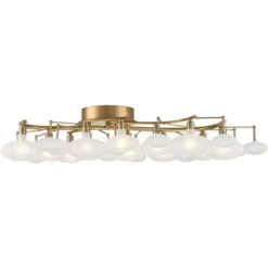 Possini Euro Design Lilypad Modern Ceiling Light Semi Flush Mount Fixture 30 1/4" Wide Warm Brass 12-Light Frosted Glass Shade For Bedroom Living Room -Famous Lighting Store GUEST 33788483 ffe4 4301 86eb dd4cbc3b2b2c