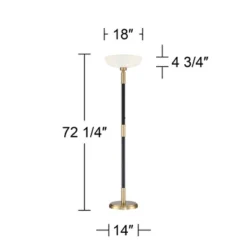 Possini Euro Design Modern Torchiere Floor Lamp Light Blaster LED 72.25" Tall Antique Brass And Matte Black Opal Glass For Living Room Bedroom -Famous Lighting Store GUEST 33d3cc3d 06e9 42bb b86e e88f18ba922e