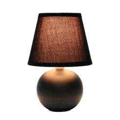 8.66" Petite Ceramic Orb Base Bedside Table Desk Lamp With Matching Tapered Drum Fabric Shade Black - Creekwood Home -Famous Lighting Store GUEST 3546dff2 b455 4a74 aa78 e905f51a7cb4