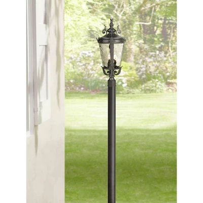John Timberland Modern Outdoor Direct Burial Post Light Pole Black Cast Aluminum 84" For Post Garden Yard 2 John Timberland Modern Outdoor Direct Burial Post Light Pole Black Cast Aluminum 84" For Post Garden Yard - Image 2