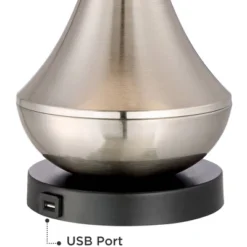 360 Lighting Simon Modern Table Lamps Set Of 2 With Square Risers 27" Tall Brushed Nickel USB Charging Port White Shade For Bedroom Living Room Desk -Famous Lighting Store GUEST 367e2101 bf36 4f27 a9f7 b059ed08ad41