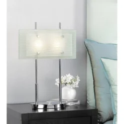 Possini Euro Design Charles Street Modern Desk Lamp 23" High Chrome Satin Nickel Frosted Slump Glass Shade For Bedroom Living Room Bedside Nightstand -Famous Lighting Store GUEST 3bdf3030 61f4 4ddc a0cc 4536c4f46d6d