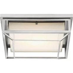 Possini Euro Design Radcliffe Modern Flush Mount Outdoor Ceiling Light Matte Nickel LED 4" Frosted Bonded Glass Damp Rated For Post Exterior Barn Deck -Famous Lighting Store GUEST 3c996119 74dc 42c5 8695 7aa0960c779a