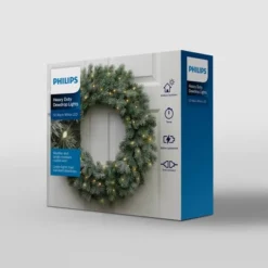 Philips Heavy Duty 50ct Battery Operated LED Dewdrop String Lights Warm White With Green Wire