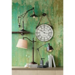 Regency Hill Downbridge Style Desk Table Lamp Adjustable Height 30.5" Tall Bronze Metal Tan Linen Look Shade For Living Room Bedroom Office -Famous Lighting Store GUEST 3dc90a57 760d 4ead 8f68 027c89136465