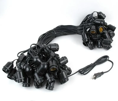 Novelty Lights Edison Outdoor String Lights With 50 Suspended Sockets Black Wire 100 Feet 1 Novelty Lights Edison Outdoor String Lights With 50 Suspended Sockets Black Wire 100 Feet