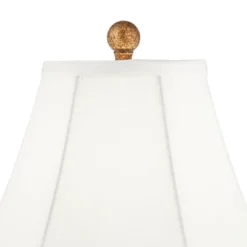 Regency Hill Kona Tropical Table Lamps 26" High Set Of 2 Bronzed Brass Glass With USB Charging Port White Fabric Bell For Bedroom Living Room Desk -Famous Lighting Store GUEST 3f5a8229 8fed 4279 86ca bb8339e1216f