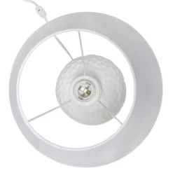 20.08" Traditional Ceramic Texture Imprint Winding Table Desk Lamp With Matching Fabric Shade White - Creekwood Home -Famous Lighting Store GUEST 3ff07fde c552 4e02 af2e 7259d07f6979