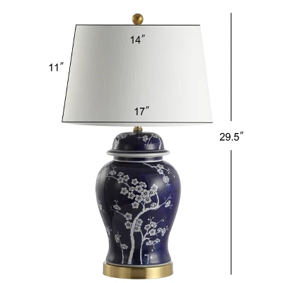 29.5" Ceramic Gracie Ginger Jar Table Lamp (Includes LED Light Bulb) Blue - JONATHAN Y 3 29.5" Ceramic Gracie Ginger Jar Table Lamp (Includes LED Light Bulb) Blue - JONATHAN Y - Image 3