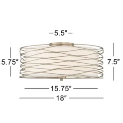 Possini Euro Design Modern Ceiling Light Flush Mount Fixture Antique Silver Leaf 18" Wide Wavy Spun White Drum For Bedroom Kitchen -Famous Lighting Store GUEST 4112a4ed 7d59 4dbe 993c c95c22d4de5b