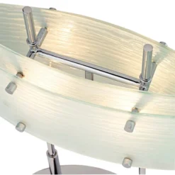 Possini Euro Design Charles Street Modern Desk Lamp 23" High Chrome Satin Nickel Frosted Slump Glass Shade For Bedroom Living Room Bedside Nightstand -Famous Lighting Store GUEST 416f8283 104f 459b 9f62 8f9214a77362