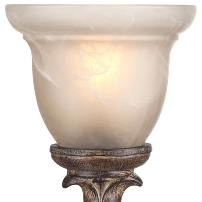 Regency Hill French LED Uplight Desk Table Lamp 18" High Beige Wash Candlestick Alabaster Glass Shade For Bedroom Bedside Office 2 Regency Hill French LED Uplight Desk Table Lamp 18" High Beige Wash Candlestick Alabaster Glass Shade For Bedroom Bedside Office - Image 2