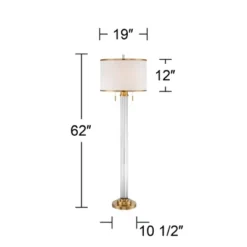 Possini Euro Design Cadence Modern Floor Lamp Standing 62" Tall Crystal Glass Column Satin Brass Linen Drum Shade For Living Room Bedroom Office House -Famous Lighting Store GUEST 423dd824 c25c 42b8 bded 634e5ab89186