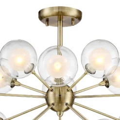 Possini Euro Design Modern Ceiling Light Semi Flush Mount Fixture Sputnik Brass 30 1/2" Wide 15-Light Double Glass Ball Hallway -Famous Lighting Store GUEST 431beddf 6c5b 4cd2 85aa 5ca719f915b6