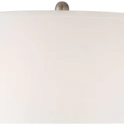 360 Lighting Geoff Modern Table Lamps 26" High Set Of 2 Brushed Nickel With USB Charging Port Table Top Dimmers White Drum Shade For Living Room Desk -Famous Lighting Store GUEST 432d54b7 bdac 4d64 9456 d70c6afc1a37